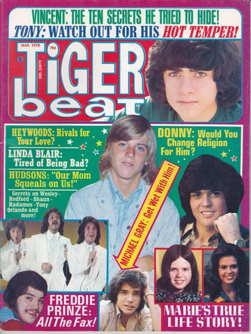 Tiger Beat Osmonds, De Francos, Robert Redford, Heywoods, Linda Blair - March 1975 (Collectible Single Back Issue Magazine)