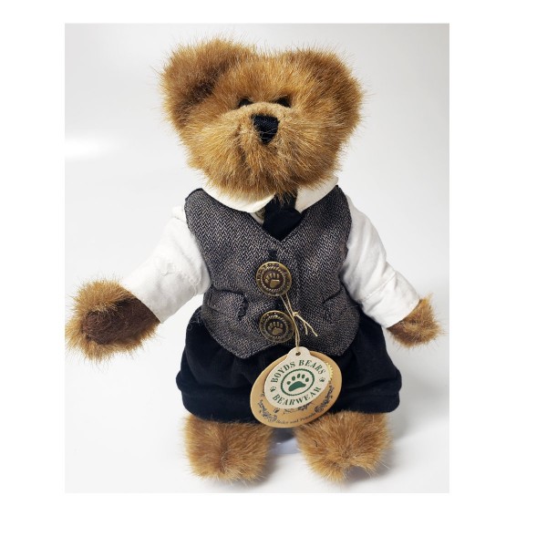 Boyds Bears Archive Collection Edmund T. Teddy Bear Shirt & Tie Tweed Vest