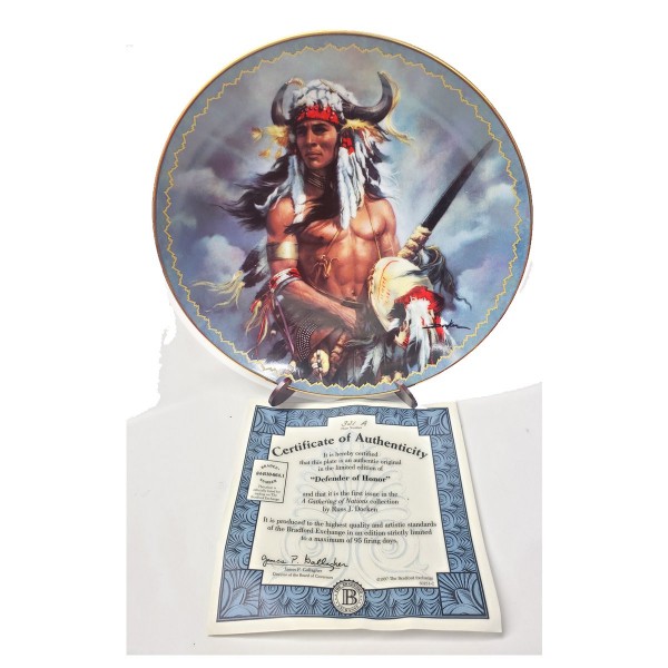 Native American Indian Chef Plate Defender of Honor from A Gathering of Nations Collection by Russ J. Docken 1997 #60251