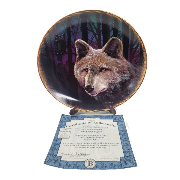 Wolf Plate Watchful Night from Profiles of Night Collection by Peter Kull 1998