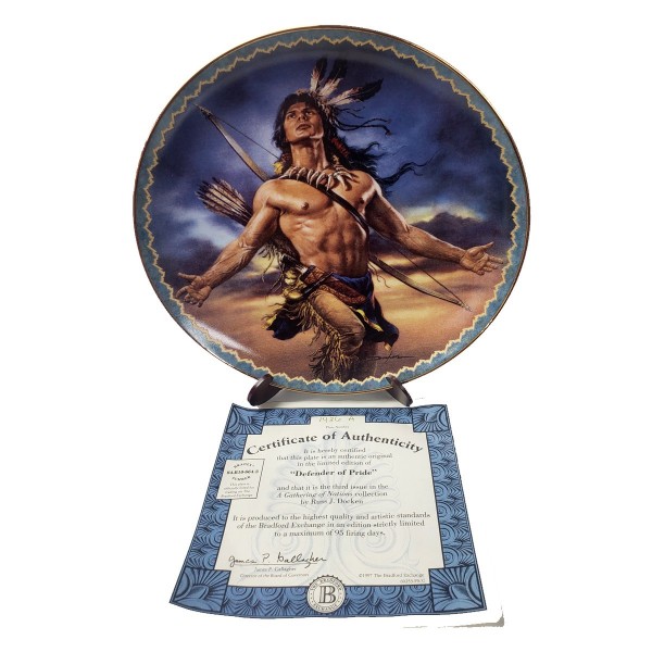 Native American Indian Warrior Plate Defender of Pride from A Gathering of Nations Collection by Russ J. Docken 1997 #60253
