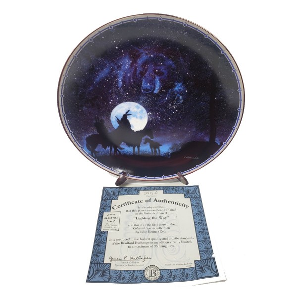 Native American Indian Collector Plate Lighting The Way from Celestial Spirits by Julie Kramer Cole 1997 #57831