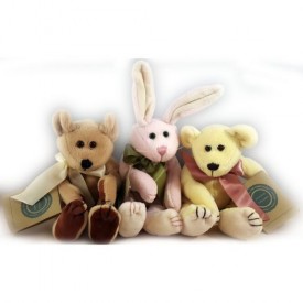 1998 Boyds Bear Investment Collectibles Fully Jointed Rabbit & Bears Beanie Plush Set of 3 No. C47281