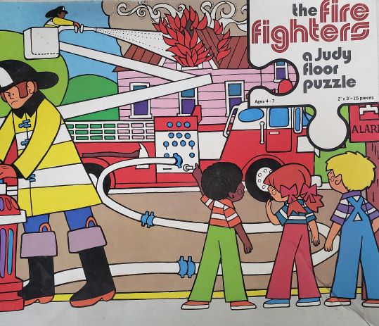 Vintage 1976 The Fire Fighters A Judy/Instructo Floor Puzzle 15 Large Pieces