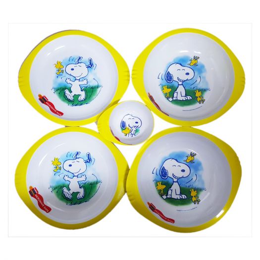 Trudeau New Wave Peanuts Snoopy & Woodstock 5 Piece Microwave Plate ...