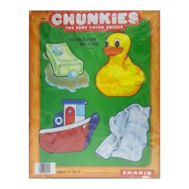 Vintage 1984 Sharin Chunkies Tray Puzzle Things For My Bath 4pc Ages 1-1/2 to 4