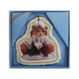 Enesco 1998 Cherished Teddies Porcelain Hanging Ornament Hugs of Love and Friendship To You