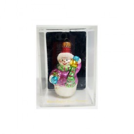 The Trim Merry Hand Crafted Glass Mrs. Snowman Ornament