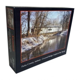 Portland Mills Covered Bridge 500 Piece Jigsaw Puzzle Parke County Indiana 2013 Limited Edition