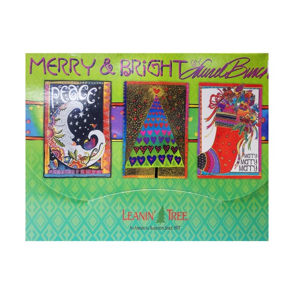 Leanin Tree Merry & Bright by Laurel Burch Christmas Card Assortment 20 Cards & 22 Envelopes