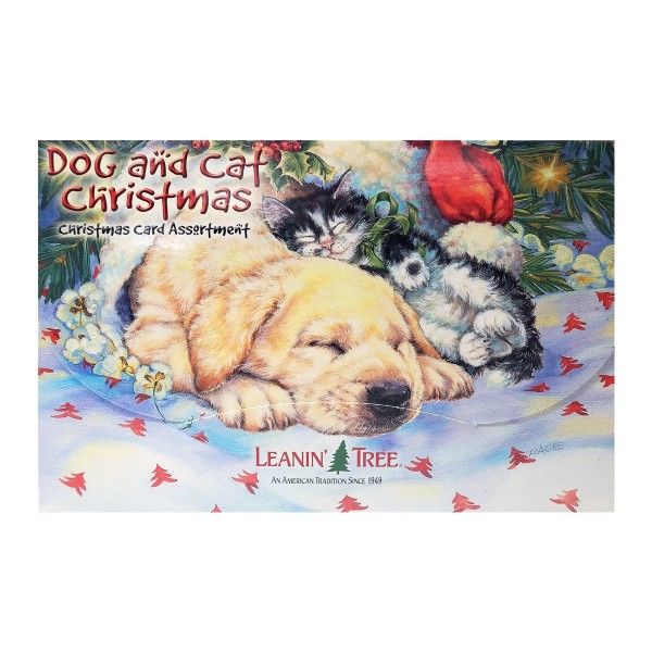 Leanin Tree Dog and Cat Christmas Christmas Card Assortment 20 Cards & 22 Envelopes