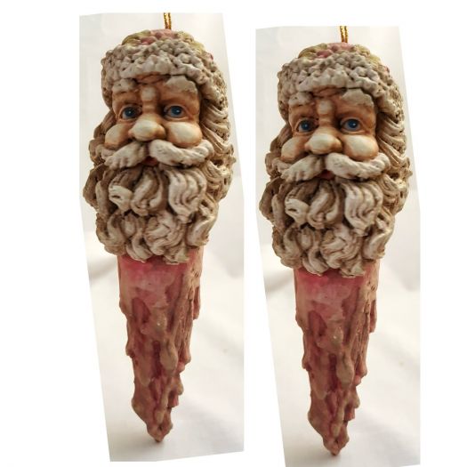 Vintage Rustic Gnome Santa  Icicle Ornaments Set of 2