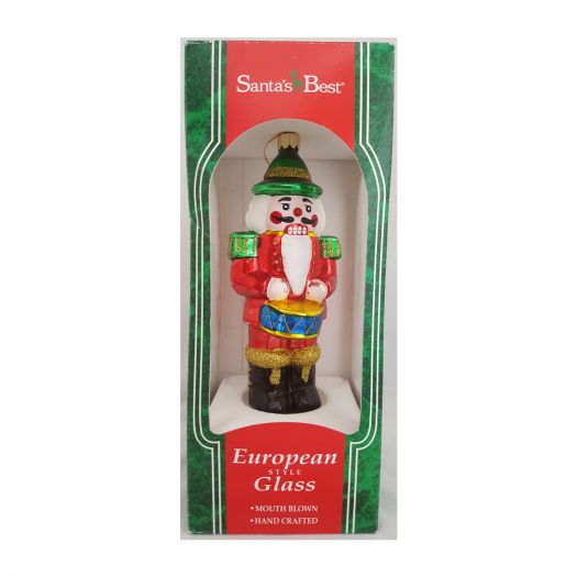 Santas Best 7 European Blown Glass Alpine Nutcracker Drummer Ornament