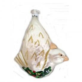 Hollyberry & Mistletoe Dove Glass Ornament Made In Germany