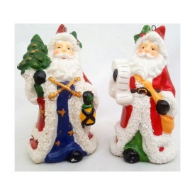 Colorful Santas Ceramic Figurine Ornament Set 5
