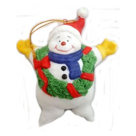 Cubby Snowman Porcelain Ornament