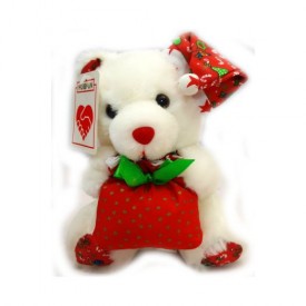 Hugfun 6 White & Red Christmas Holiday Bear Plush Ornament Window Decoration