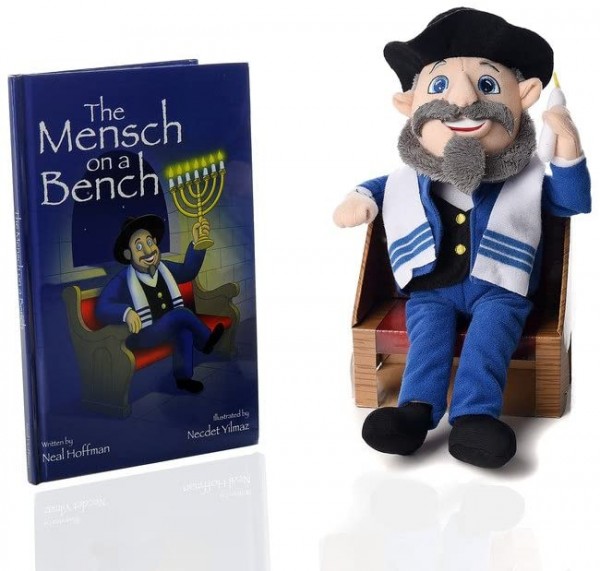 The Mensch on a Bench Hanukkah Decor with Hardcover Book and Removable Bench