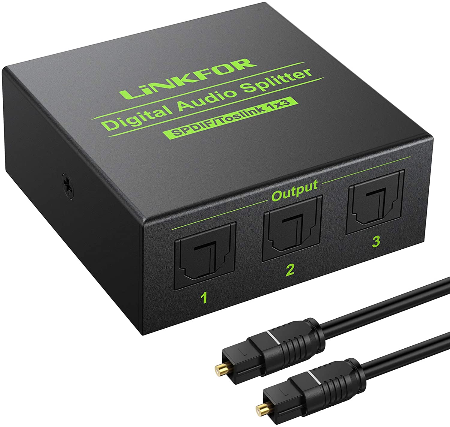 Linkfor Digital Optical Audio 1x3 Splitter Digital Spdif Toslink Optical Fiber Audio Splitter 1