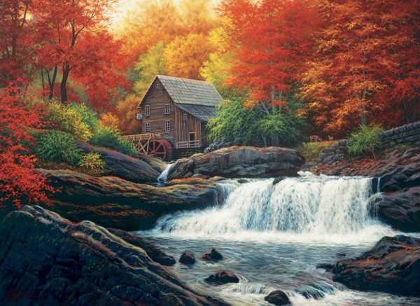Jigsaw Puzzle 500 Pieces 12x18: Glade Creek Grist Mill