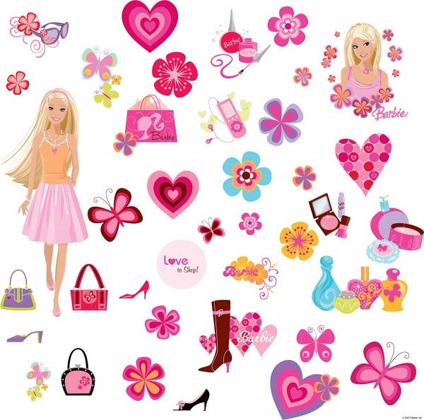 RoomMates Barbie Peel & Stick Wall Decals 20+ Repositionable