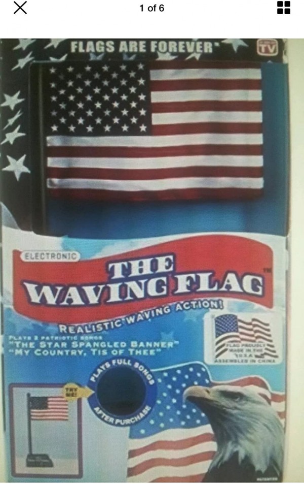 The Waving Flag FL1818 Cotton American Flag 14-Inches Plays 2 Patriotic Songs