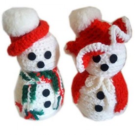 Vintage Handcrafted Snowman Crochet Over Styrofoam Balls Snow Couple