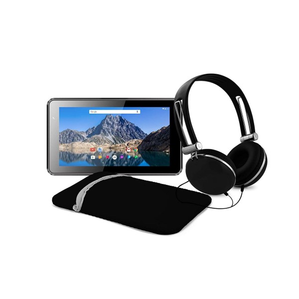 Ematic 7-Inch Android 7.1 (Nougat), Quad-Core 16GB Tablet with Folio Case and Headphones, Black