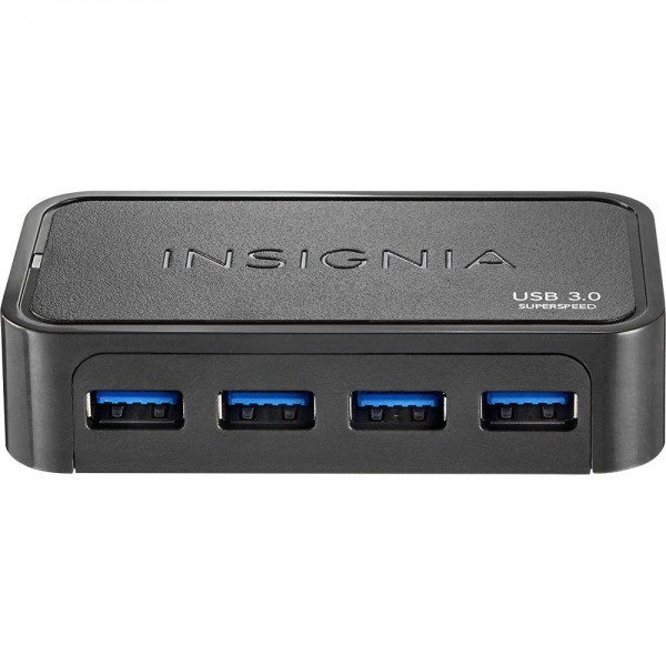 Insignia - 4-Port USB 3.0 Hub - Black