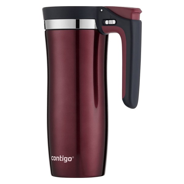 Contigo Handled AUTOSEAL Vacuum-Insulated Stainless Steel Travel Mug with Easy-Clean Lid, 16 oz., Spiced Wine
