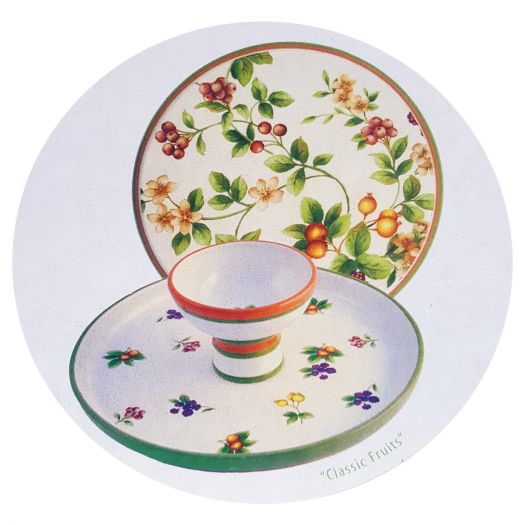 Counter Art Autumn Fruits Reversible Cake Plate and Chip n Dip