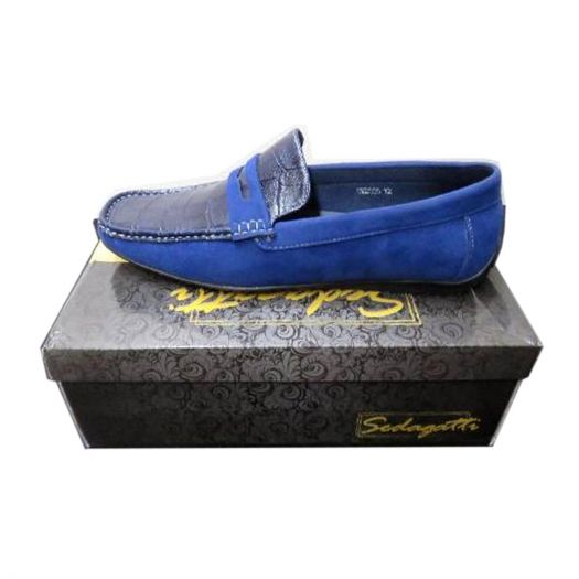 Sedagatti Mens Luxury Casual Blue Suede Slip-on Penny Loafer Shoes Size: 8