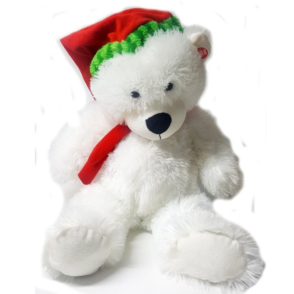 Magical Musical Light up Large White Plush Christmas Bear - 18 Inches
