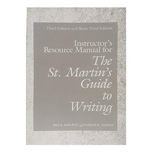 Instructors resource manual for The St. Martins guide to writing, third edition and The St. Martins guide to writing, short third edition (Paperback)