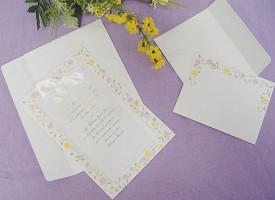 Print Your Own Spring Floral Trimmed Elegant Invitations with Satin Bow- Make...