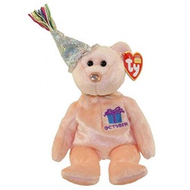 Ty Beanie Baby October Teddy Happy Birthday Bear w Hat