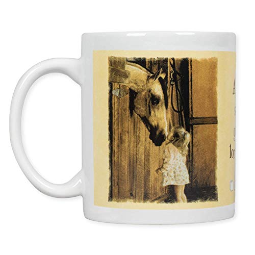 Leanin Tree Ceramic 12oz Coffee Mug Sweet Little Girl and Horse A Little Sugar Goes a Long Way! Morning Coffee Funny Gift Mugs (MGW56071)