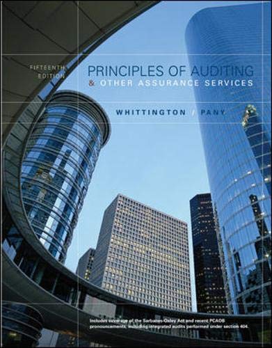 Principles of Auditing and Other Assurance Services [Jul 29, 2005] Whittington,Ray and Pany,Kurt