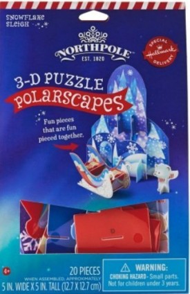 Hallmark Northpole PolarScapes 3D Puzzle Snowflake Sleigh