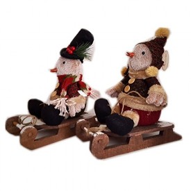 Tii Collections Rustic Lodge Cabin Pair of Holiday Plush Bird of Sleigh Decor Figures