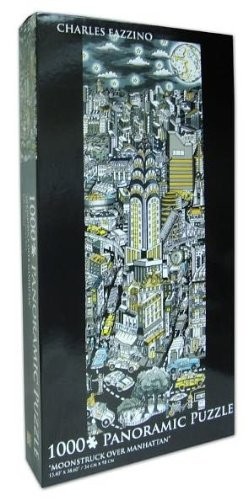 CHARLES FAZZINO Moonstruck Over Manhattan Panoramic Puzzle - 1000 piece (Size 13.40 x 38.60)