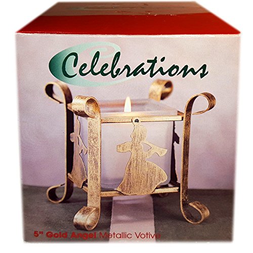 Celebrations by Crystal Clear 5 Gold Angel Metallic Square Votive No. 333401...