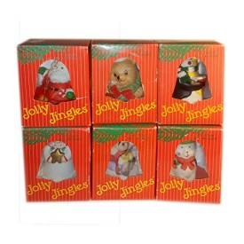 Vintage 1986 Jolly Jingles Porcelain Collector Bell Christmas Ornaments Compl...