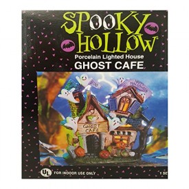 Spooky Hallow Porcelain Lighted Ghost Cafe Halloween House