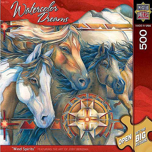 Masterpieces Watercolor Wind Spirits 500 Piece Indian Horse Puzzle