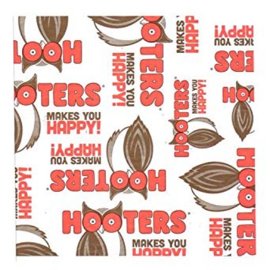 Hooters Restaurant Logo Paper Wrap/Liners 9x9 1,000 Sheets Per Box