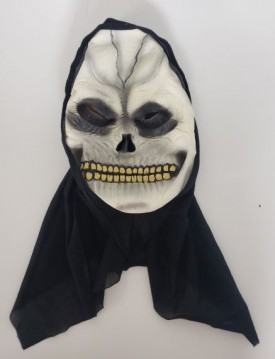 Skeleton Mask with Black Hood OS