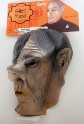 Scary Witch Mask With Nose & Face Warts