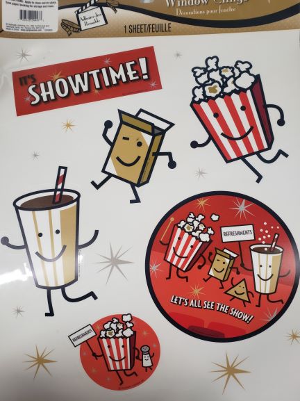 Movie Night - It's Showtime Window Clings