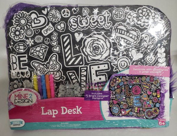 Your Decor Color Your Own Love Awesome BFF Doodle Lap Desk Kit by Horizon Group USA, Includes 50 Gemstones, Glitter Sticker Sheet & 5 Markers - Purple Faux Fur